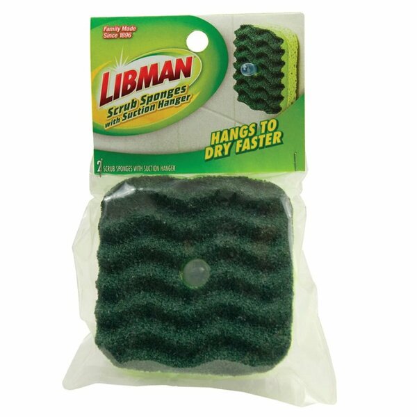 Libman LIB SCRUB SPONGES W/SUCTION HOLDER 443700